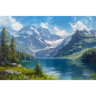 Mountain Lake Landscape Canvas